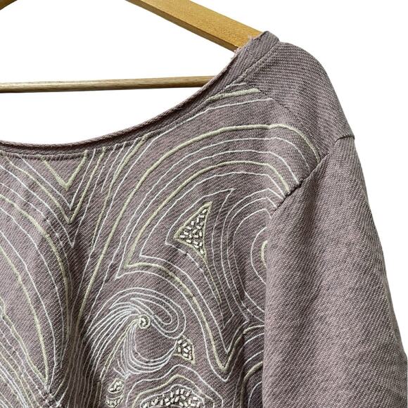 Anthropologie Akemi + Kin Onora Peacock Embroidered Sweater Top Size L Pink - Picture 6 of 9